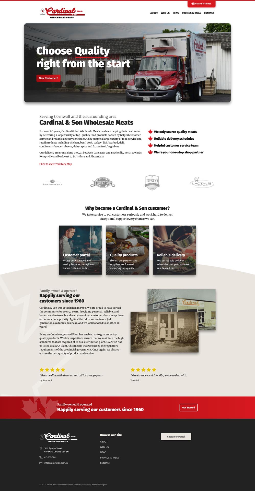 Small business website design services portfolio item for Cardinal and Son