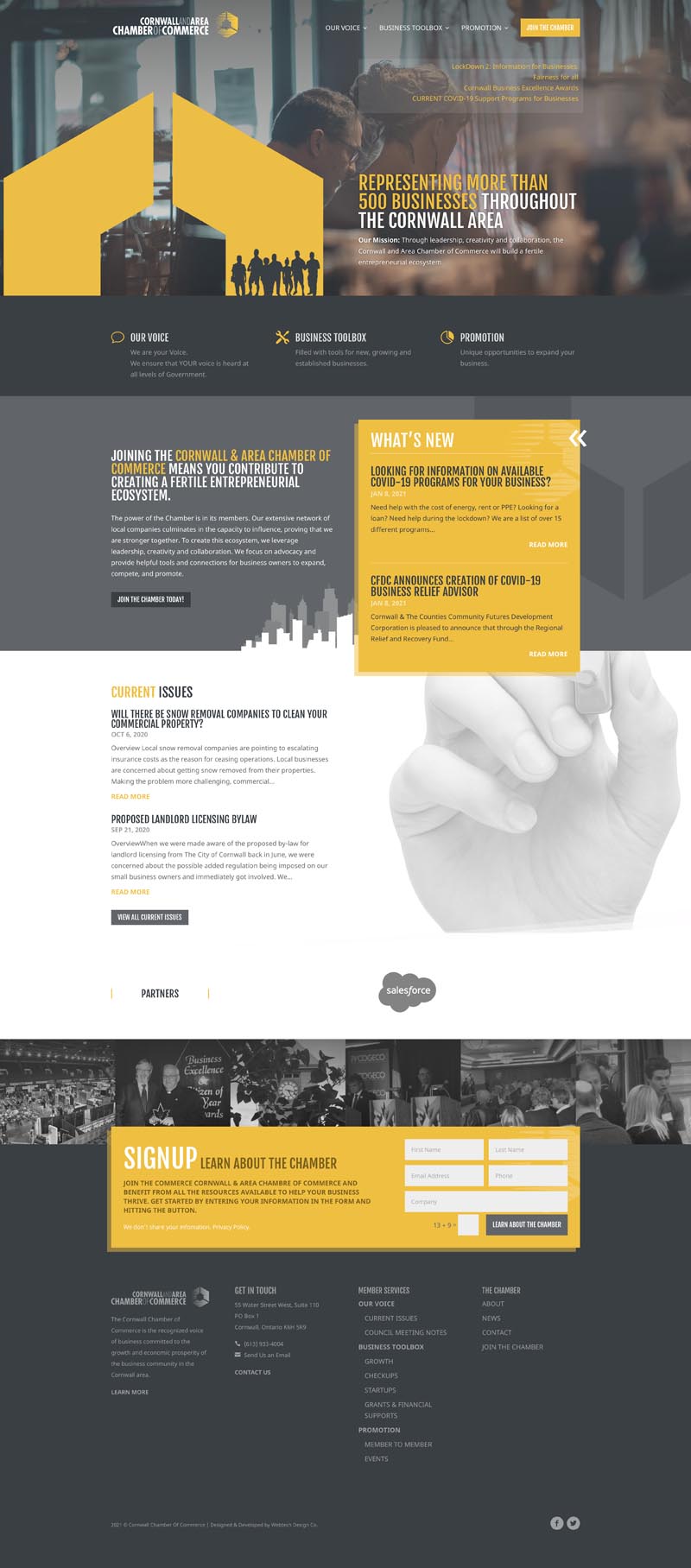 Not for Profit web design services for Cornwall Chamber of Commerce