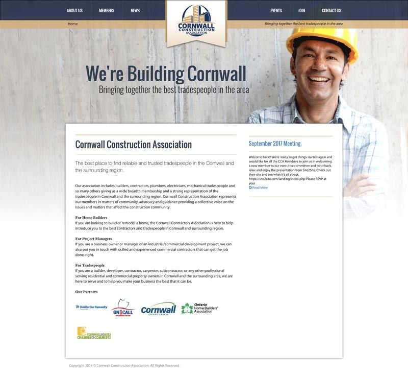 Cornwall Construction Association marketing services and web design services