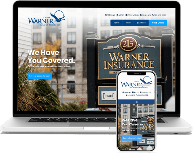 Small business web design example for Warner Insurance