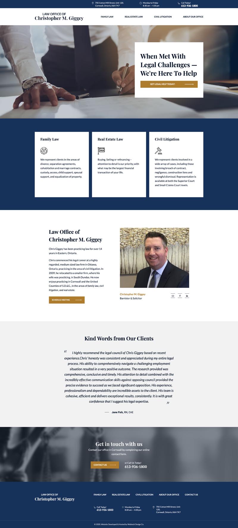 Lawyer web design company for Law office of Christopher Giggey in Cornwall