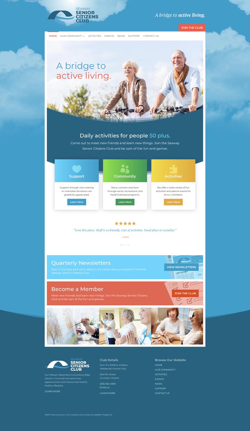 Web design services for Associations and not-for-profits in Cornwall for Seaway Seniors