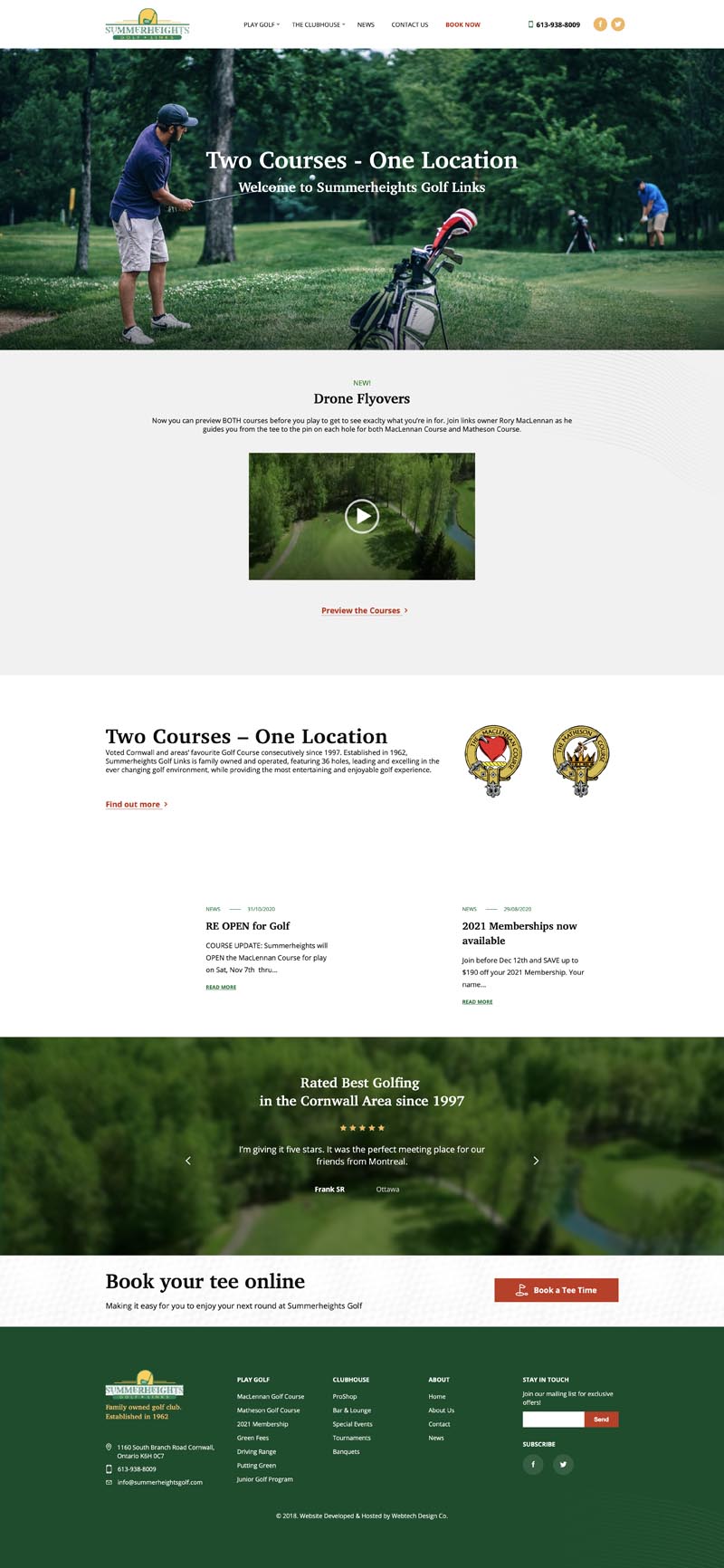 Business website services in Cornwall Ontario for Summerheights Golf Links