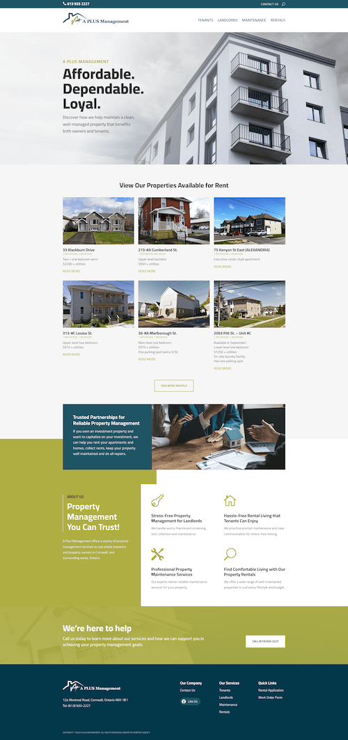 Property Management web design project by our marketing agency in Cornwall